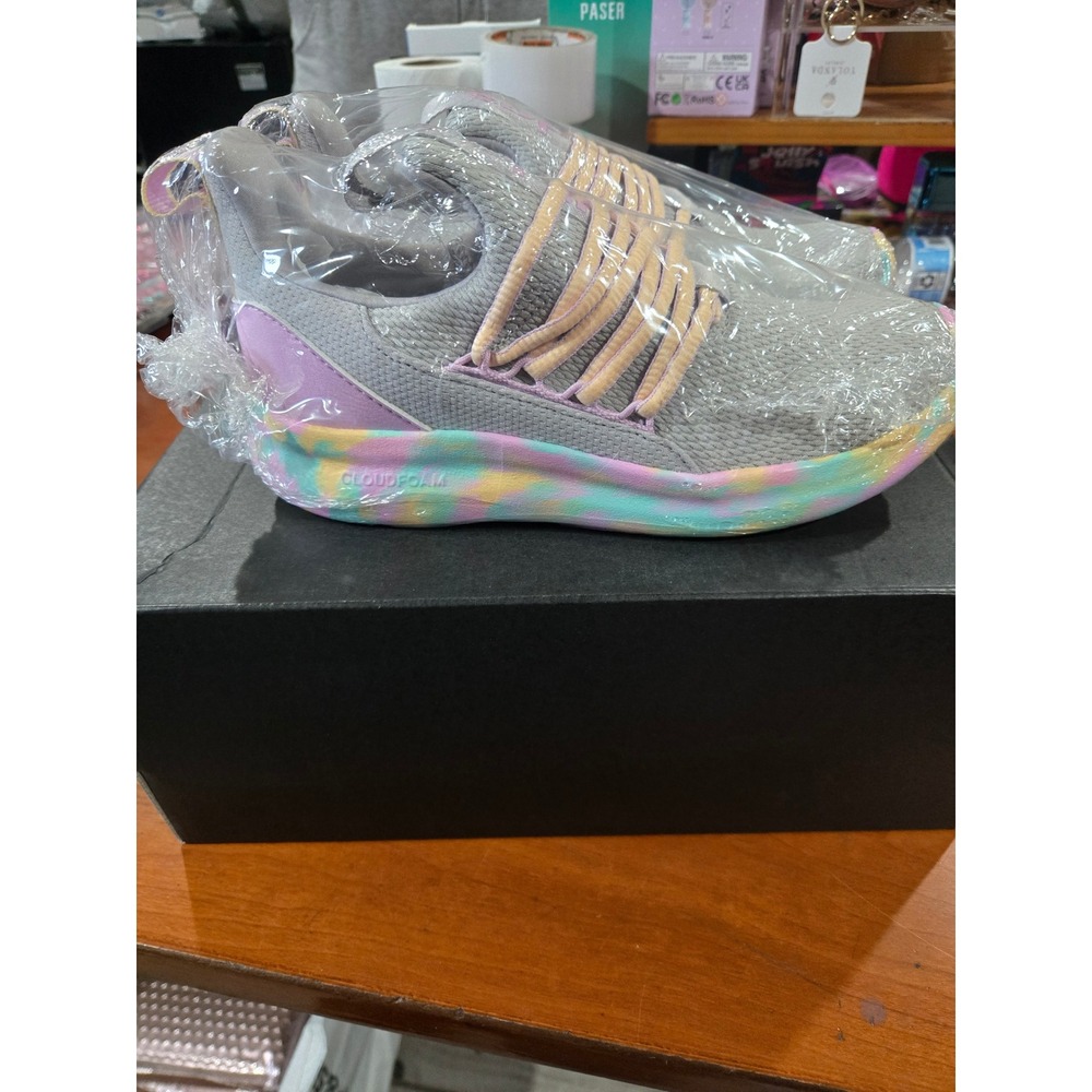 Adidas Lite Racer Adapt 3.0 Grey Pink Multi Color Tie Dye Sneakers Slip On NEW